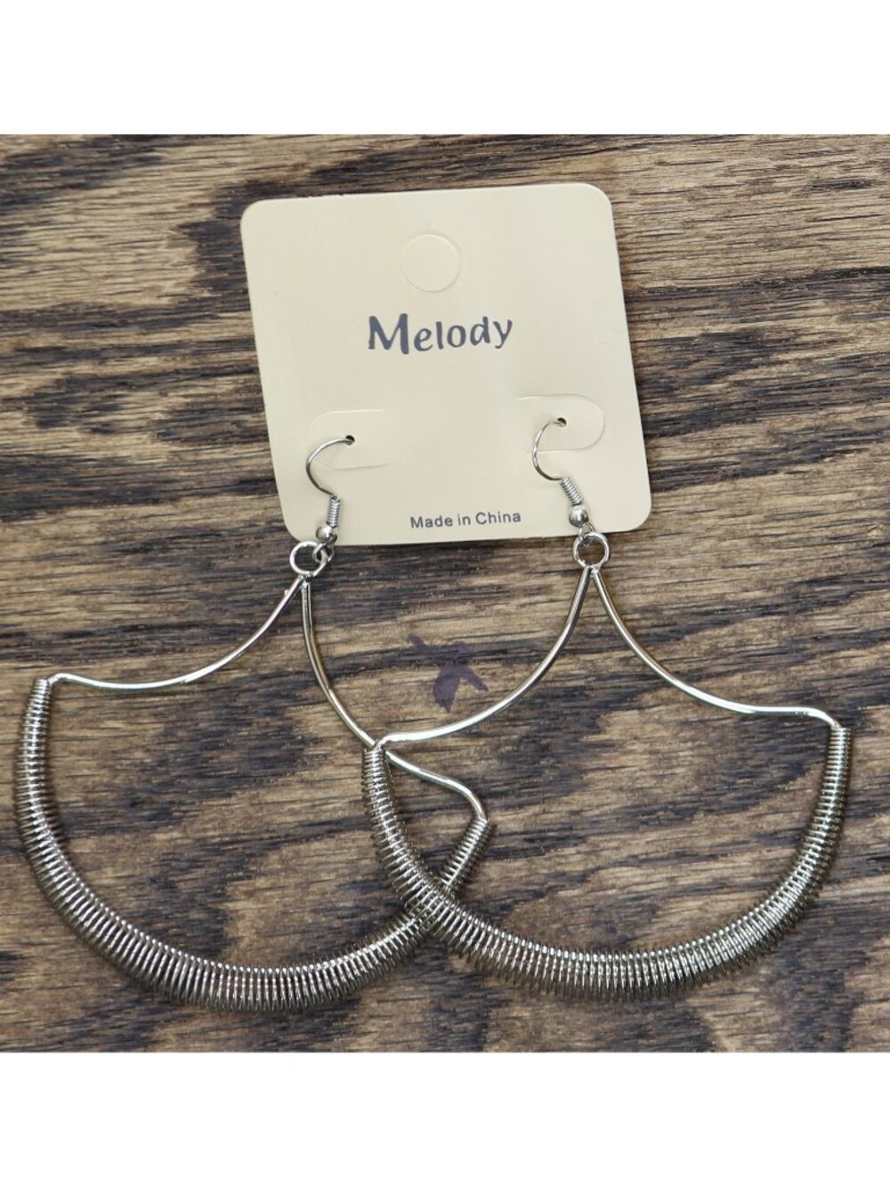 NWT Melody Womens Fashion Dangly Coiled Hoop Earrings Silver Gray 3.75"